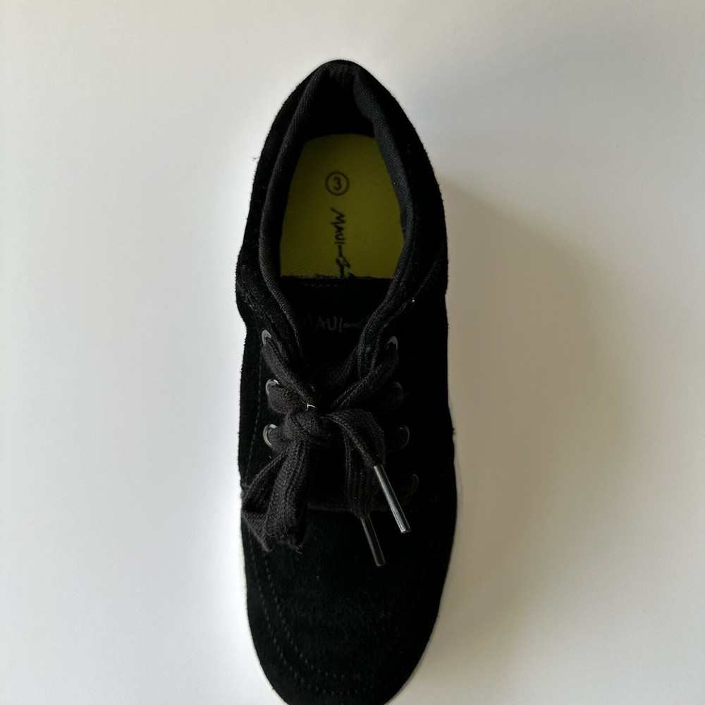 Maui and Sons Skate Shoes Unisex Kids Size 3 Black Faux Suede Lace Up New - Picture 4 of 9